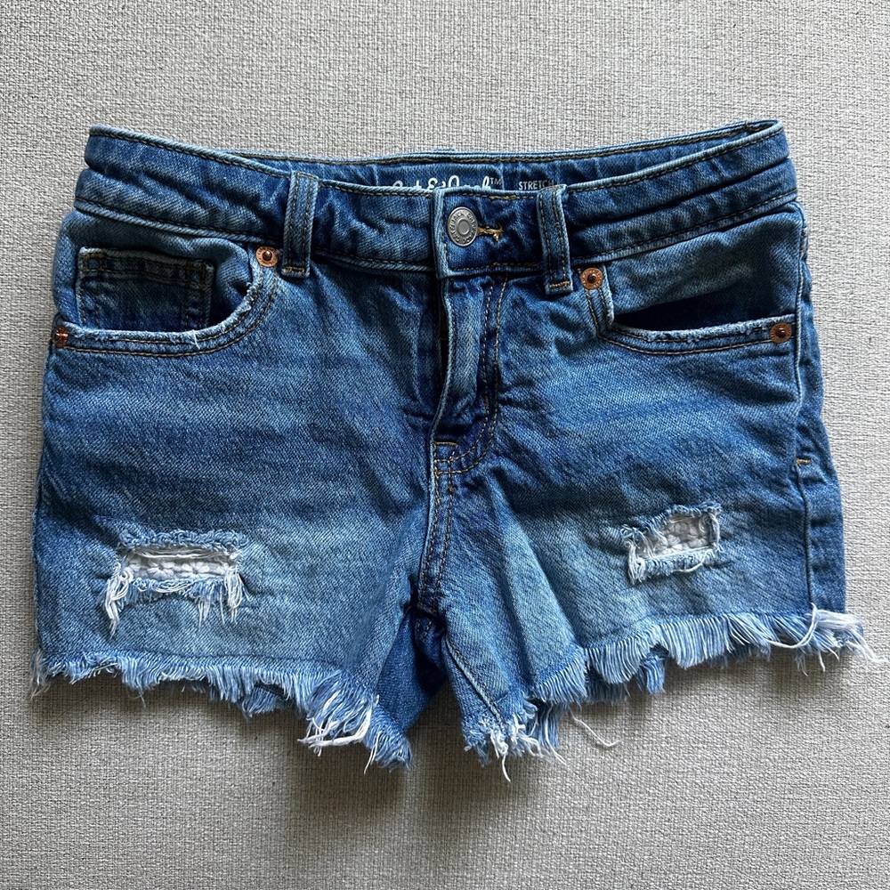 Distressed Blue Denim Cutoff Shorts